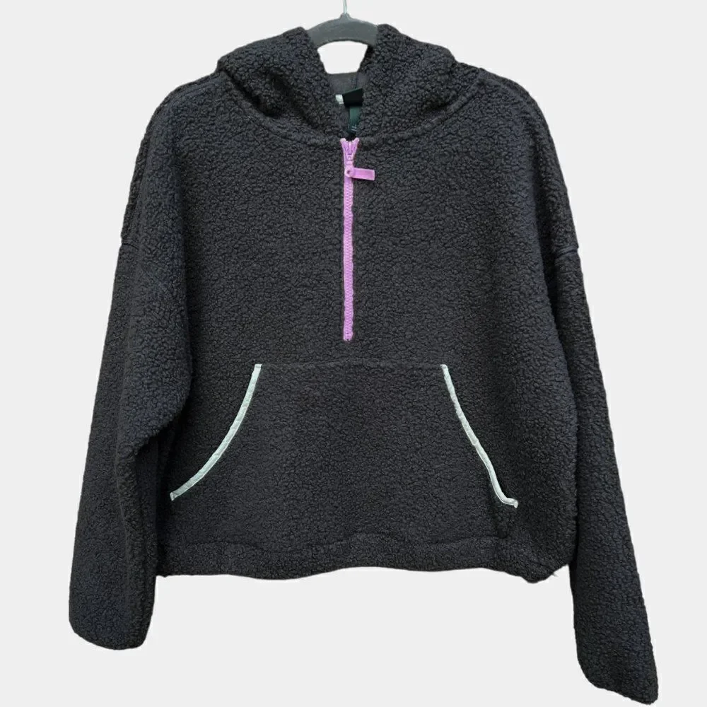 NWT Wild Fable Gray Purple Zipper Sherpa Hooded Quarter Zip Sweatshirt Hoodie - Picture 3 of 9